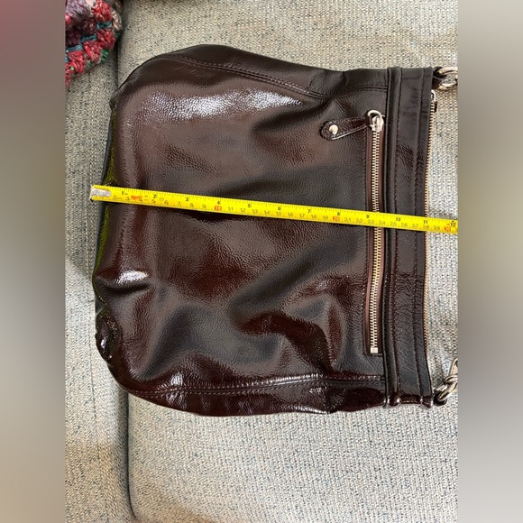 Coach Ashley Chocolate Brown Patent Leather Crossbody-Silver Hardware - Picture 12 of 16